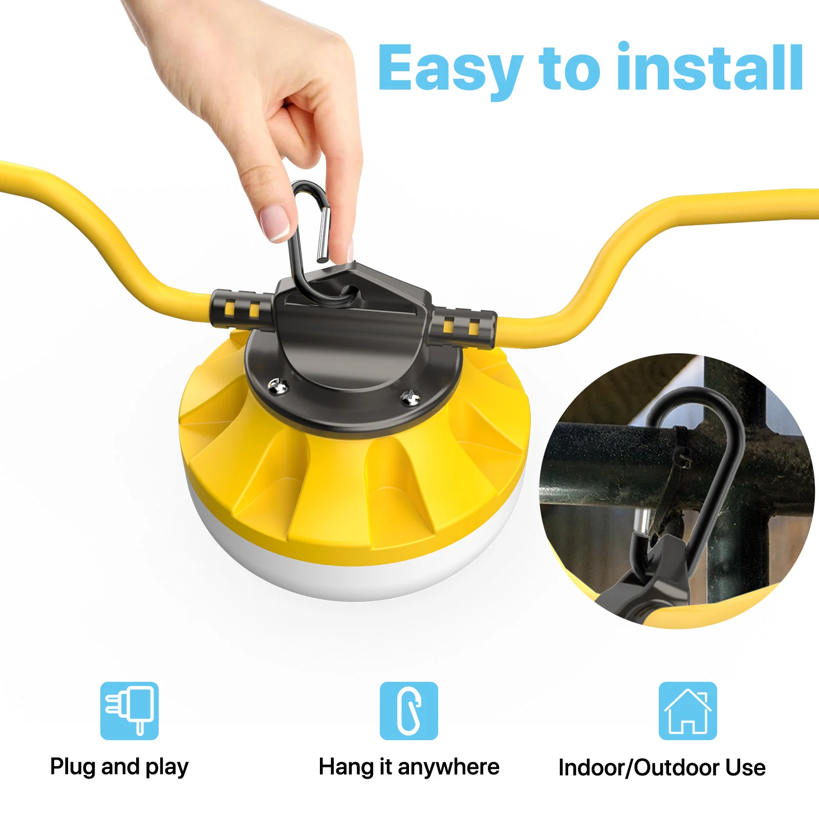 Hyperlite 100ft Construction LED String Work Lights - 10000lumens, 5000K, AC 120V Only - Image 3
