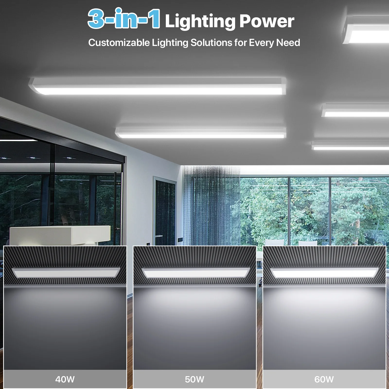 Hyperlite 4FT LED Wraparound Light, 6600lumens, 4000K, Selectable Wattage, AC 120V - Image 4