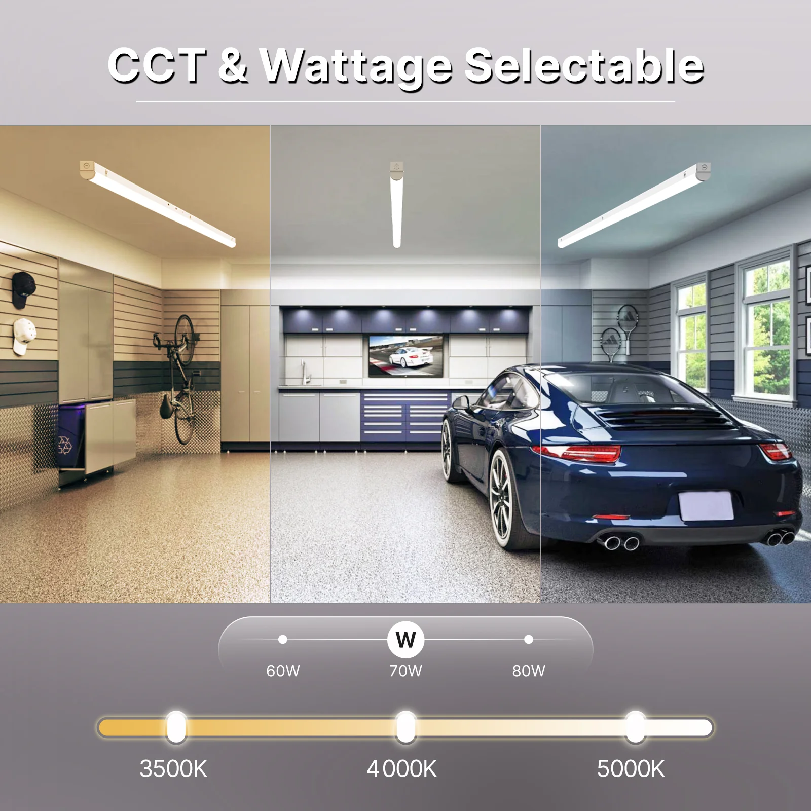 Hyperlite 8FT LED Linear Strip Light Fixture, 10400lumens, Selectable Wattage & CCT, AC 120-277V - Image 3