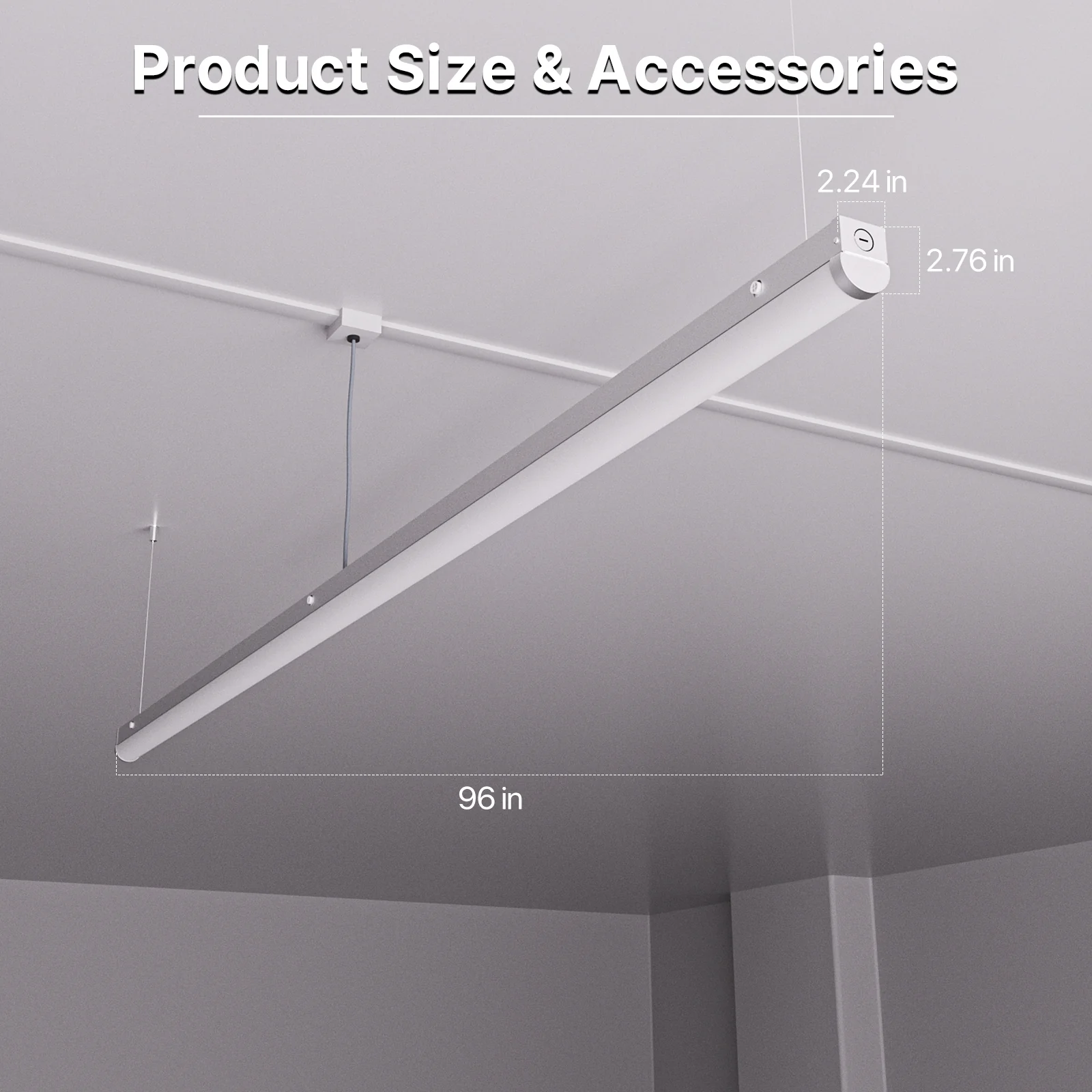 Hyperlite 8FT LED Linear Strip Light Fixture, 10400lumens, Selectable Wattage & CCT, AC 120-277V - Image 5