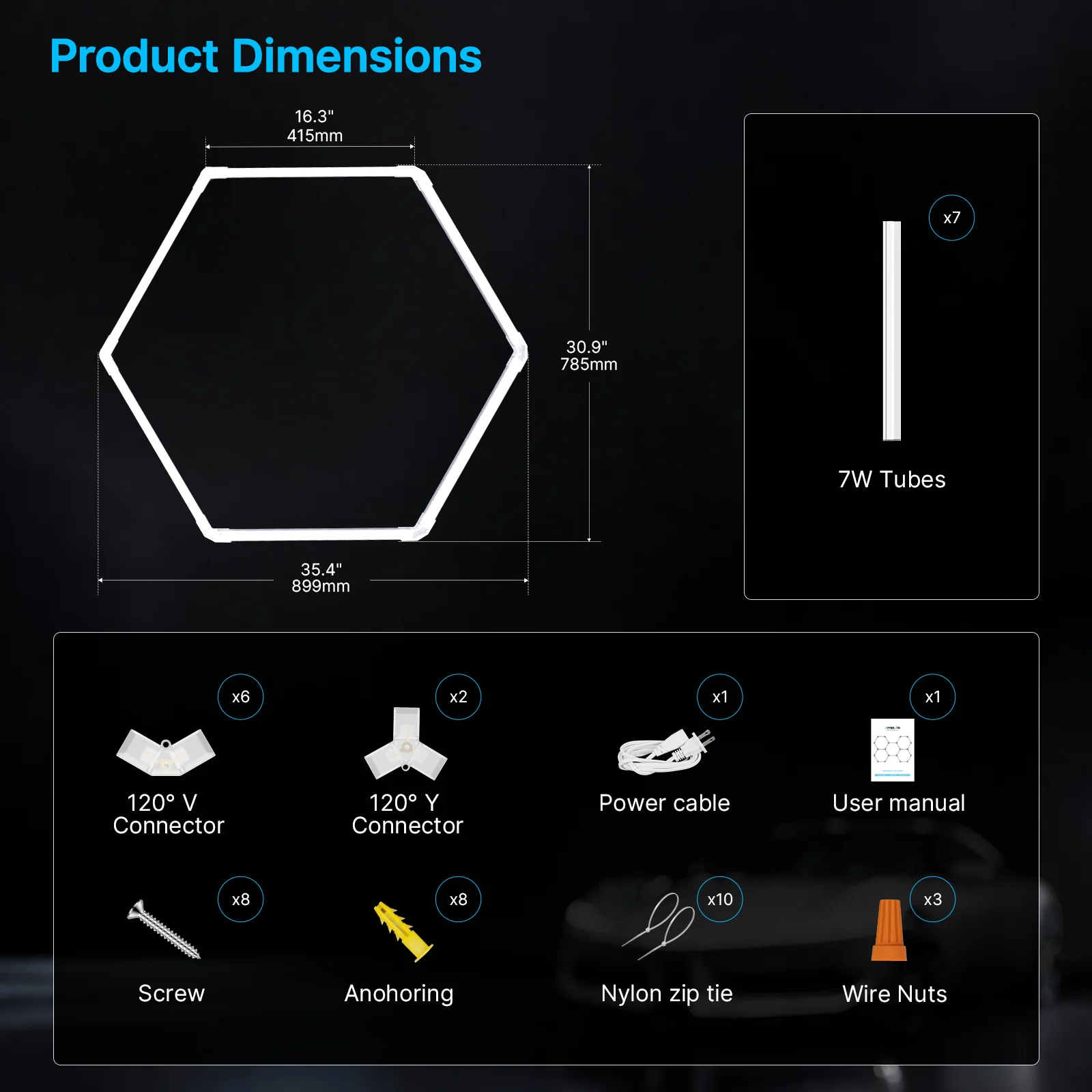 Hyperlite Hexagon Garage Lights Gen 2 - 1 Grid (3.0 x 2.6 ft) - Image 3