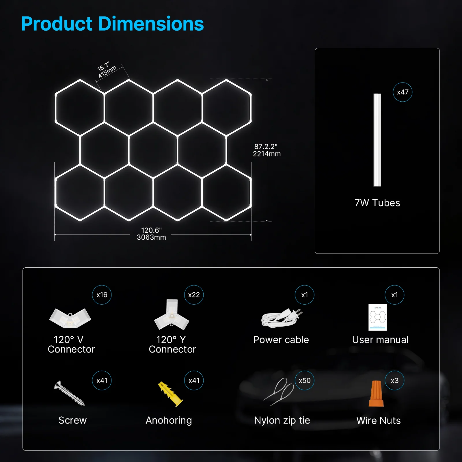 Hyperlite Hexagon Garage Lights Gen 2 - 11 Grid (10.0 x 7.3 ft) - Image 4