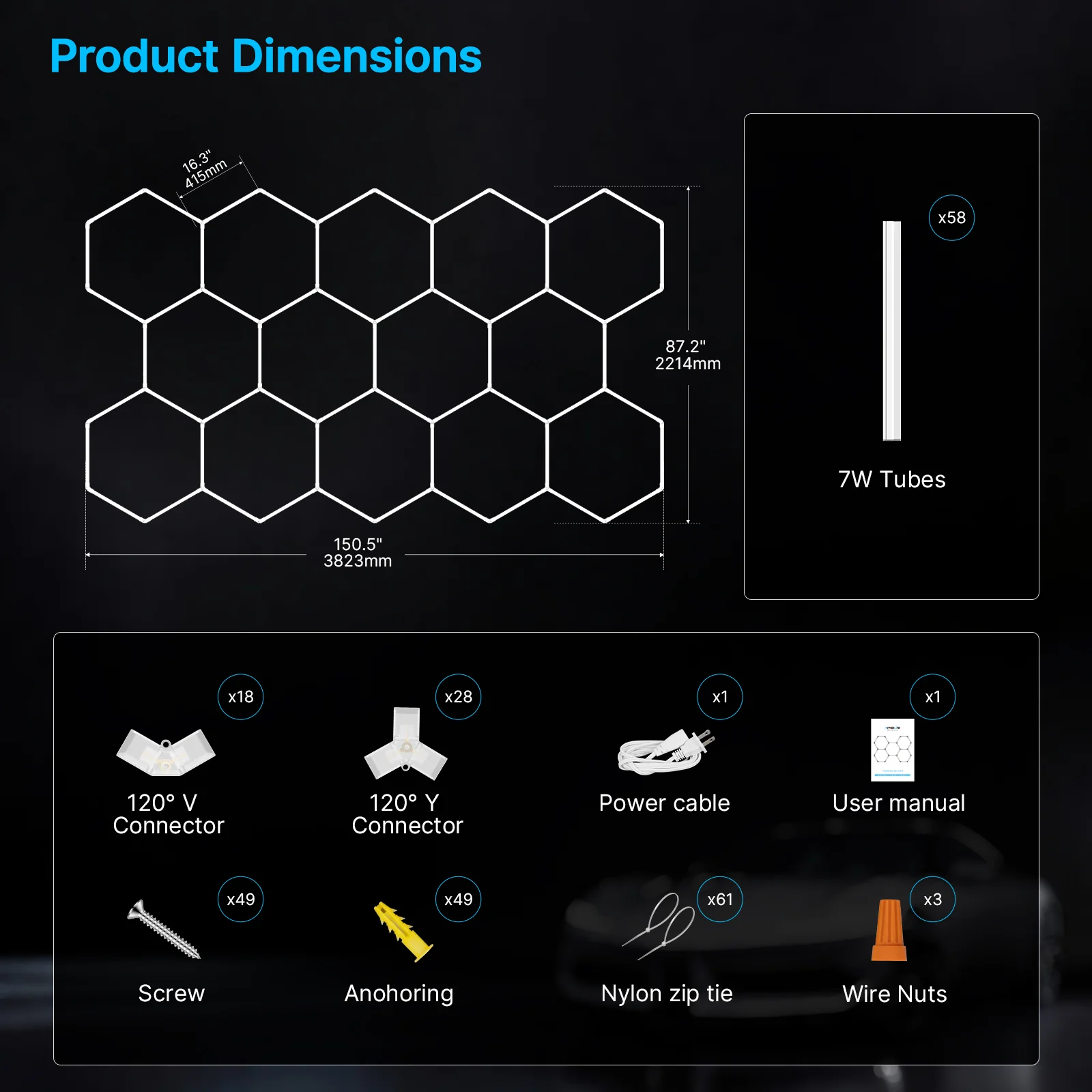 Hyperlite Hexagon Garage Lights Gen 2 - 14 Grid (12.5 x 7.3 ft) - Image 7