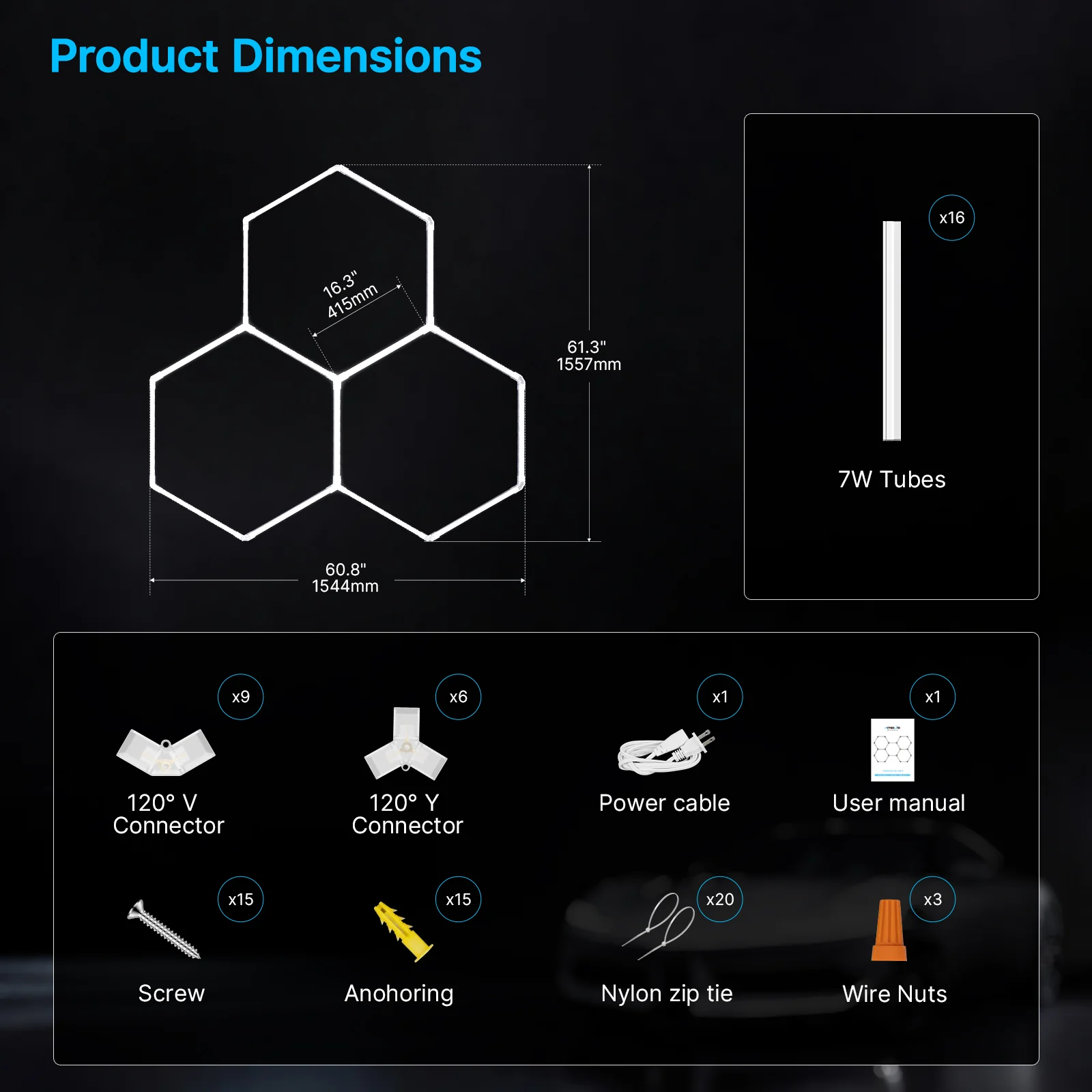 Hyperlite Hexagon Garage Lights Gen 2 - 3 Grid (5.1 x 5.0 ft) - Image 5