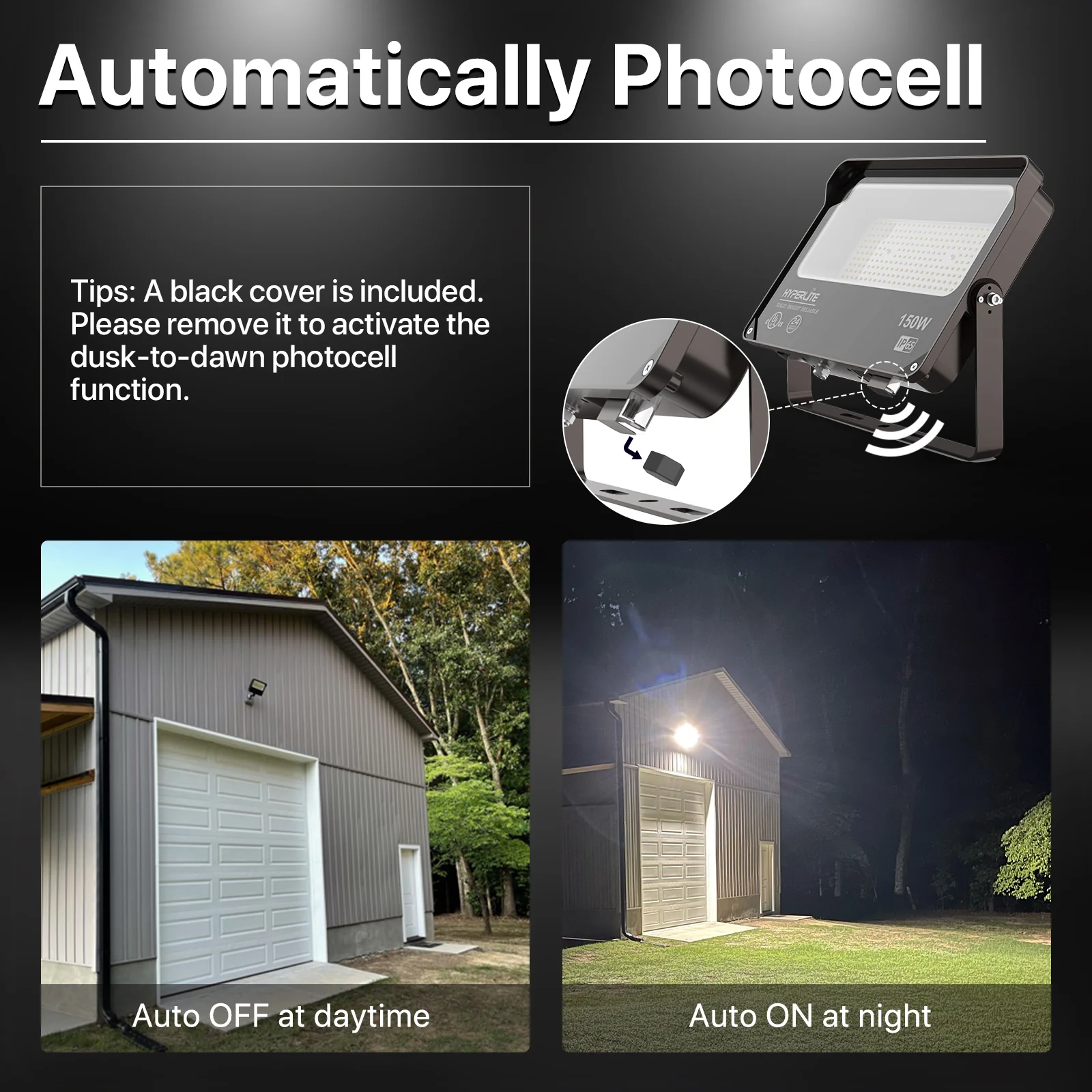 Hyperlite Led Flood Light with Photocell - Mars Series 2 Pack (U Bracket) - 18000lumens, 5000K, AC 120V Only - Image 3