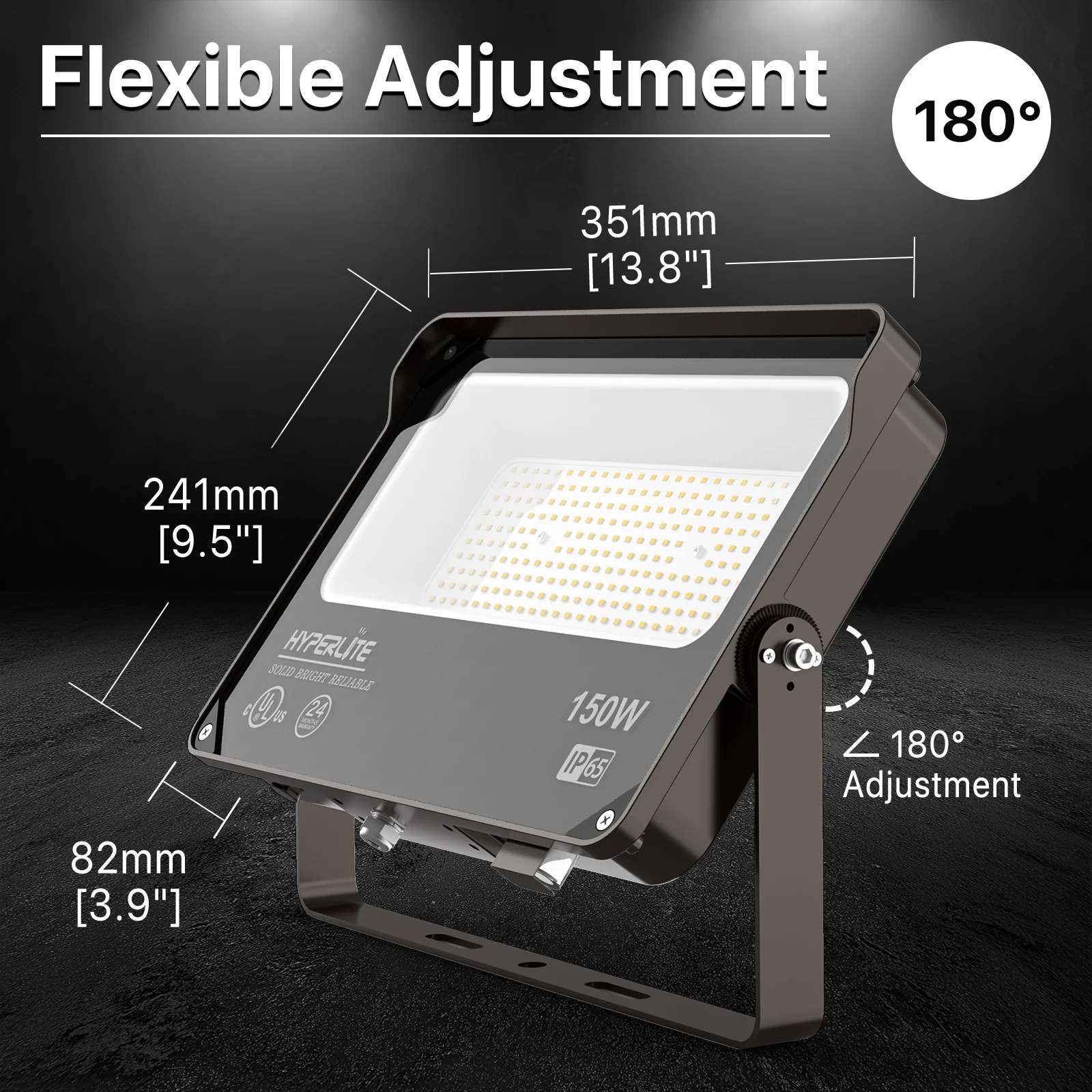 Hyperlite Led Flood Light with Photocell - Mars Series 2 Pack (U Bracket) - 18000lumens, 5000K, AC 120V Only - Image 6