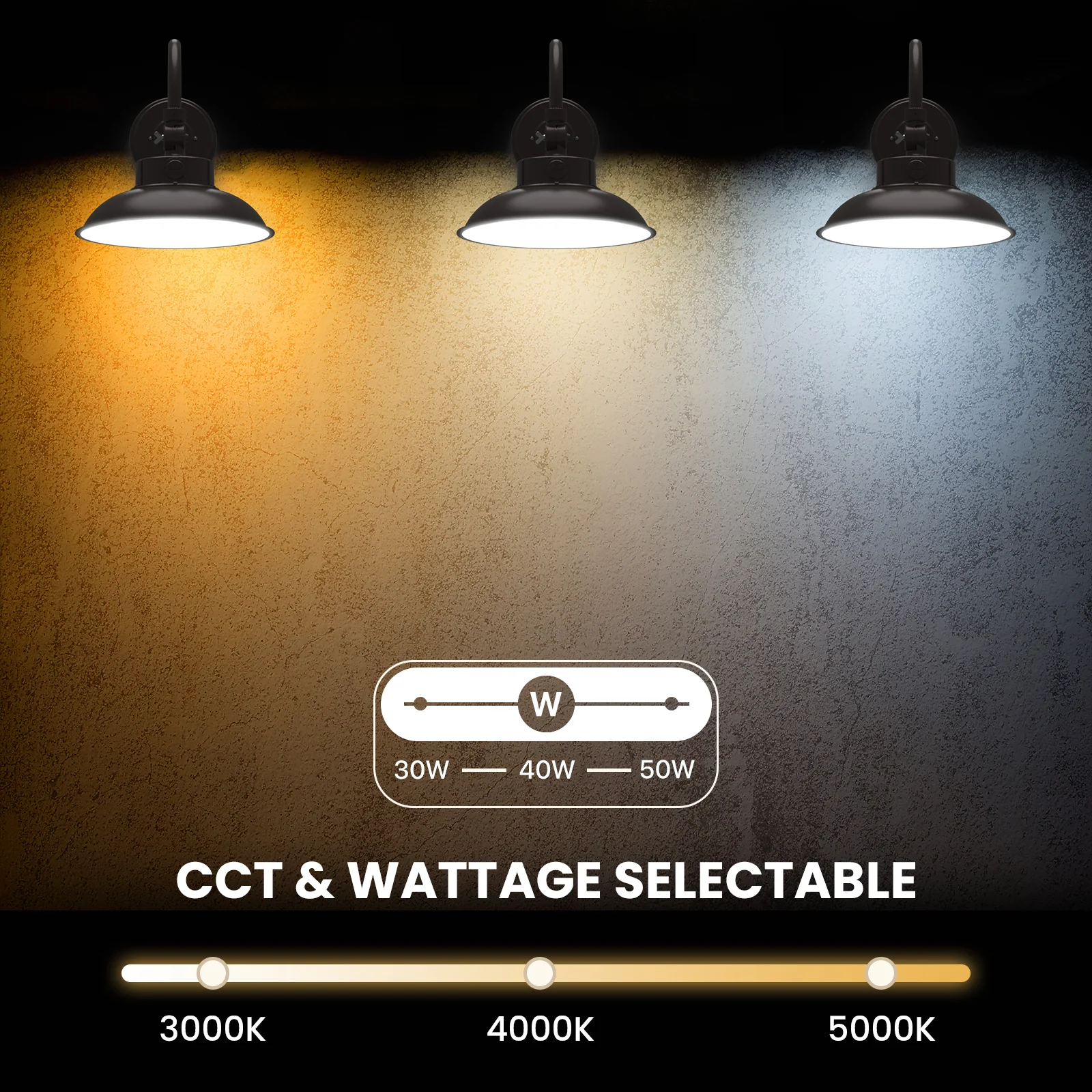 LED Gooseneck Barn Light Outdoor, 12inch Bronze, 6500lumens, Power & CCT Selectable, AC 120-277V - Image 5