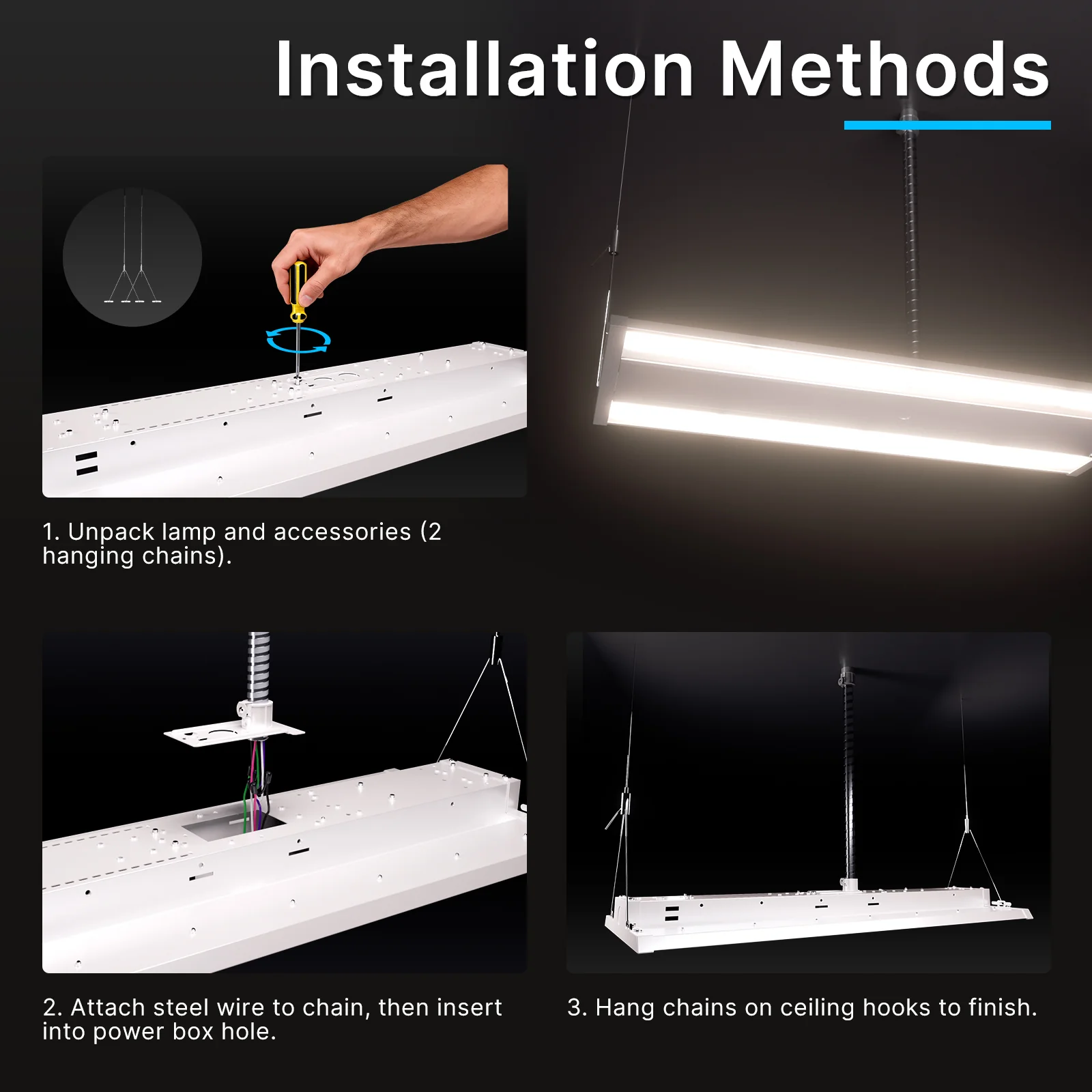 Led Linear High Bay Light, 26400lumens, 5000K, AC 120-277V, 2ft - Image 5