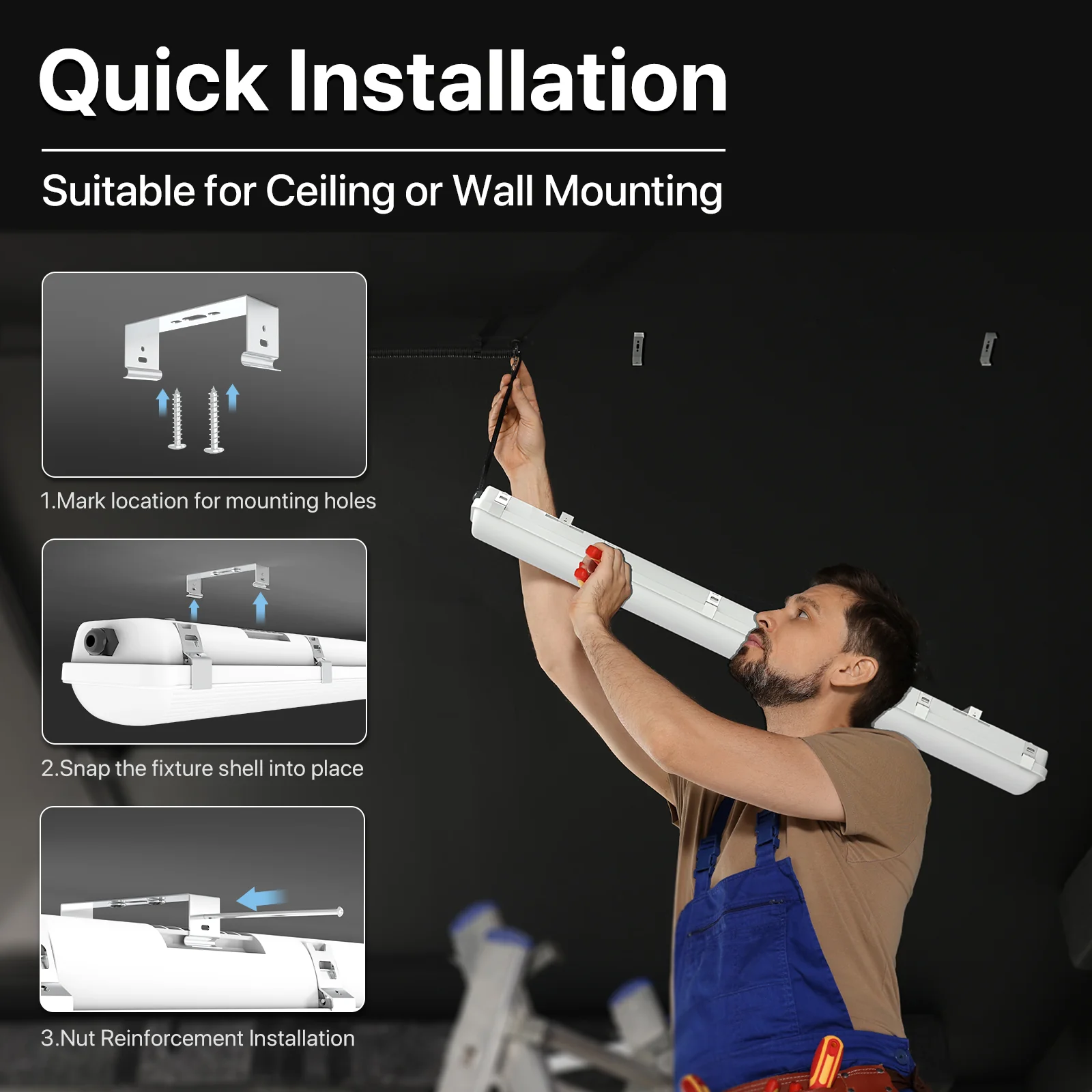 LED Vapor Tight Light - Capsule series, 5200lumens, 5000K, AC 100-277V - Image 8