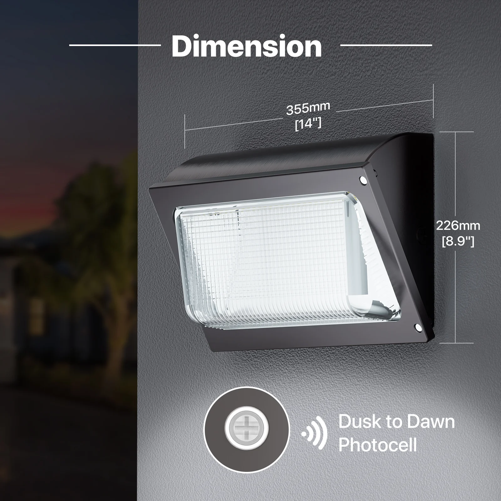 Wall Pack Light with Photocell - Oval series, 15600 lumens, 5000K, AC 120-277V - Image 6