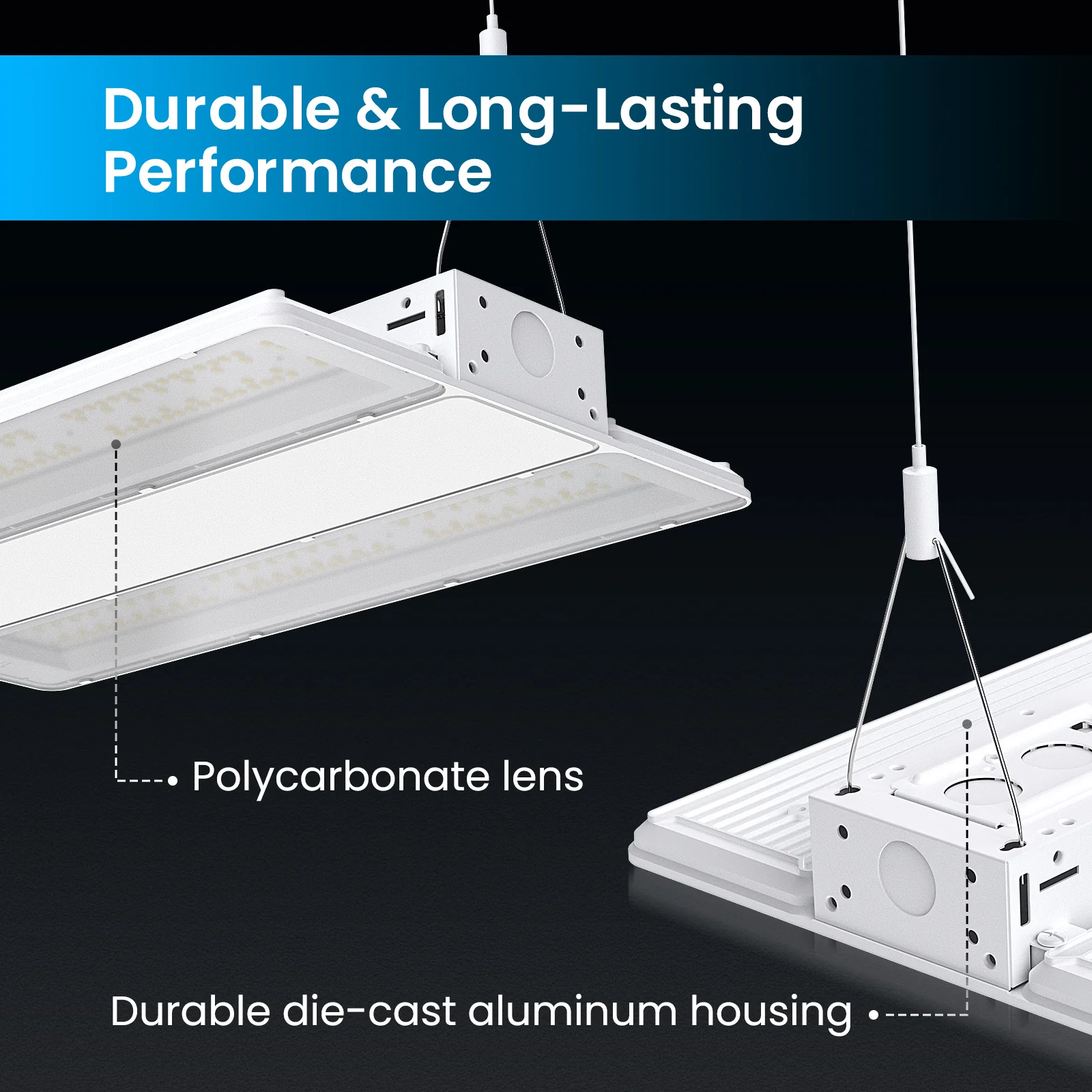 Linear High Bay LED Lights -HPLH02 Series, 36100lumens, Adjustable Wattage & CCT, 120-277V - Image 3