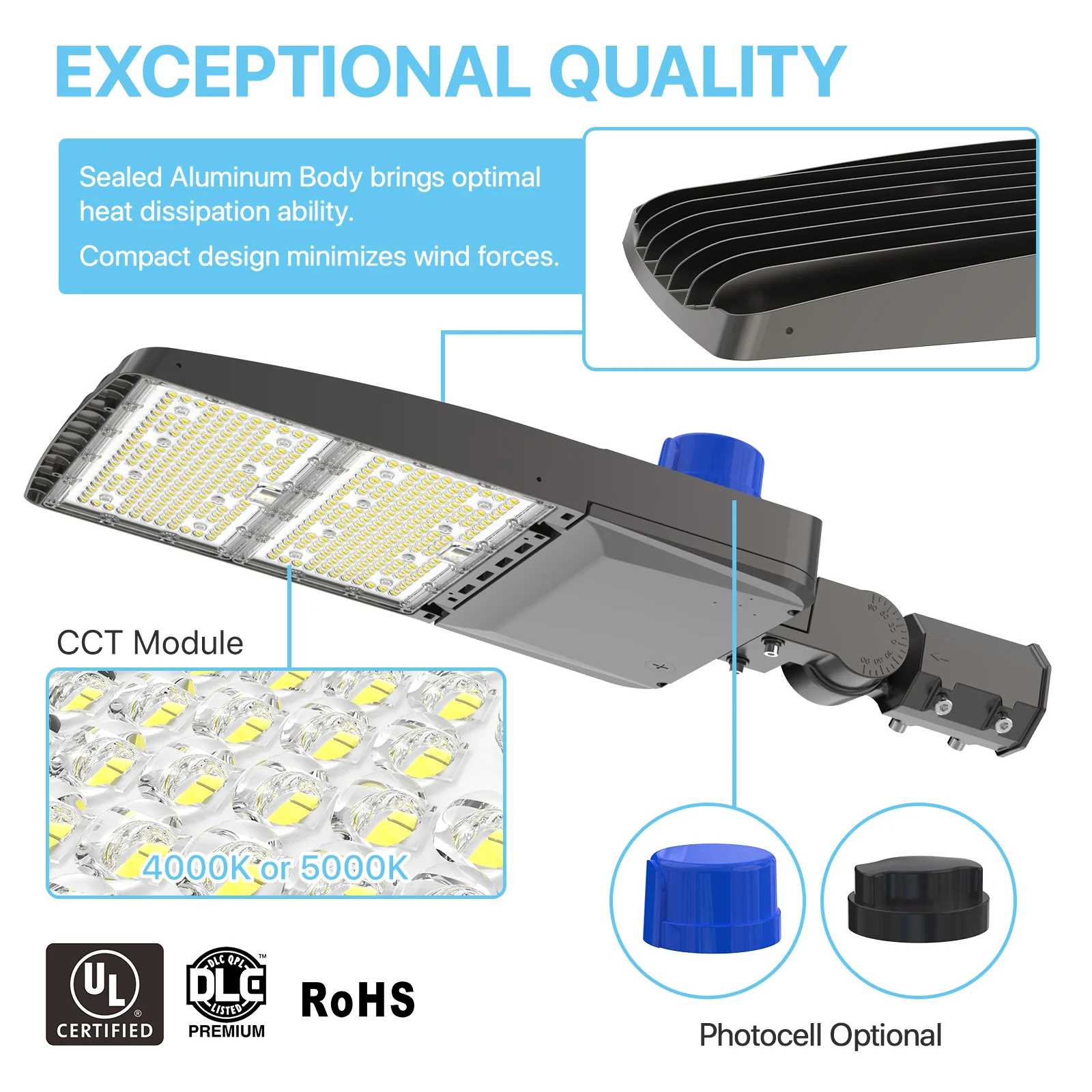 Parking Lot Light - Dark Bronze XALH Series With Shortcap,22900lumens, Selectable Wattage & CCT, AC 120V-277V - Image 5