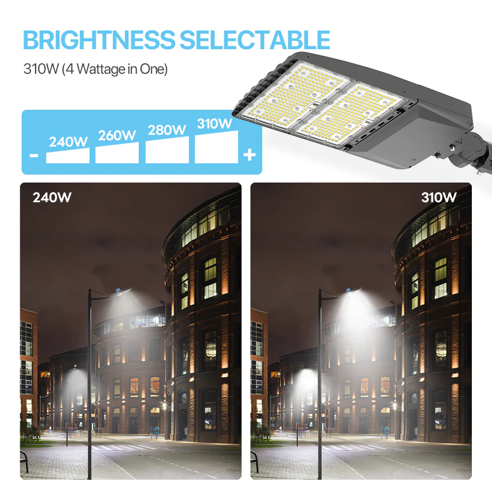Parking Lot Light - XALH Series With Shortcap, 22950lumens, Selectable Wattage & CCT, AC 120V-277V, Black Finish - Image 4