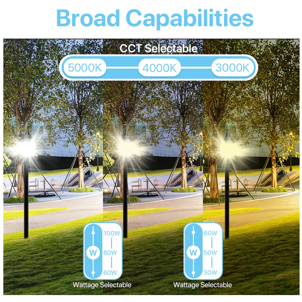Post Top Light -TPG7 Series, 11600lumens, CCT & Power Selectable, AC 120-277V - Image 3