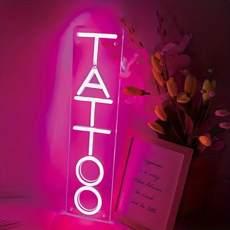 TATTOO Pink LED Neon Sign Light - Image 8