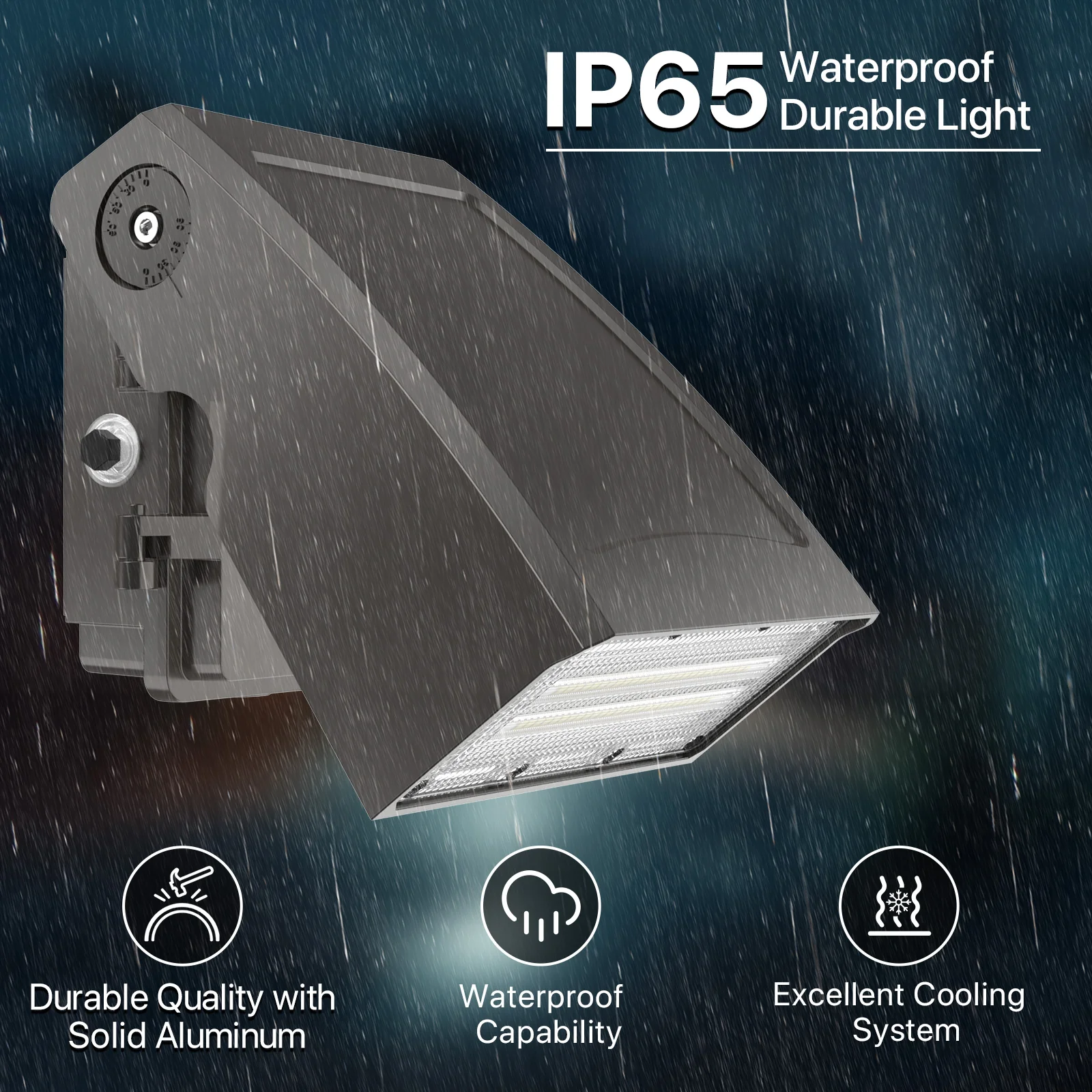Wall Pack Light - Wall E series, 5200lumens, 5000K, AC 100-277V, Optional Dusk to Dawn - Image 3