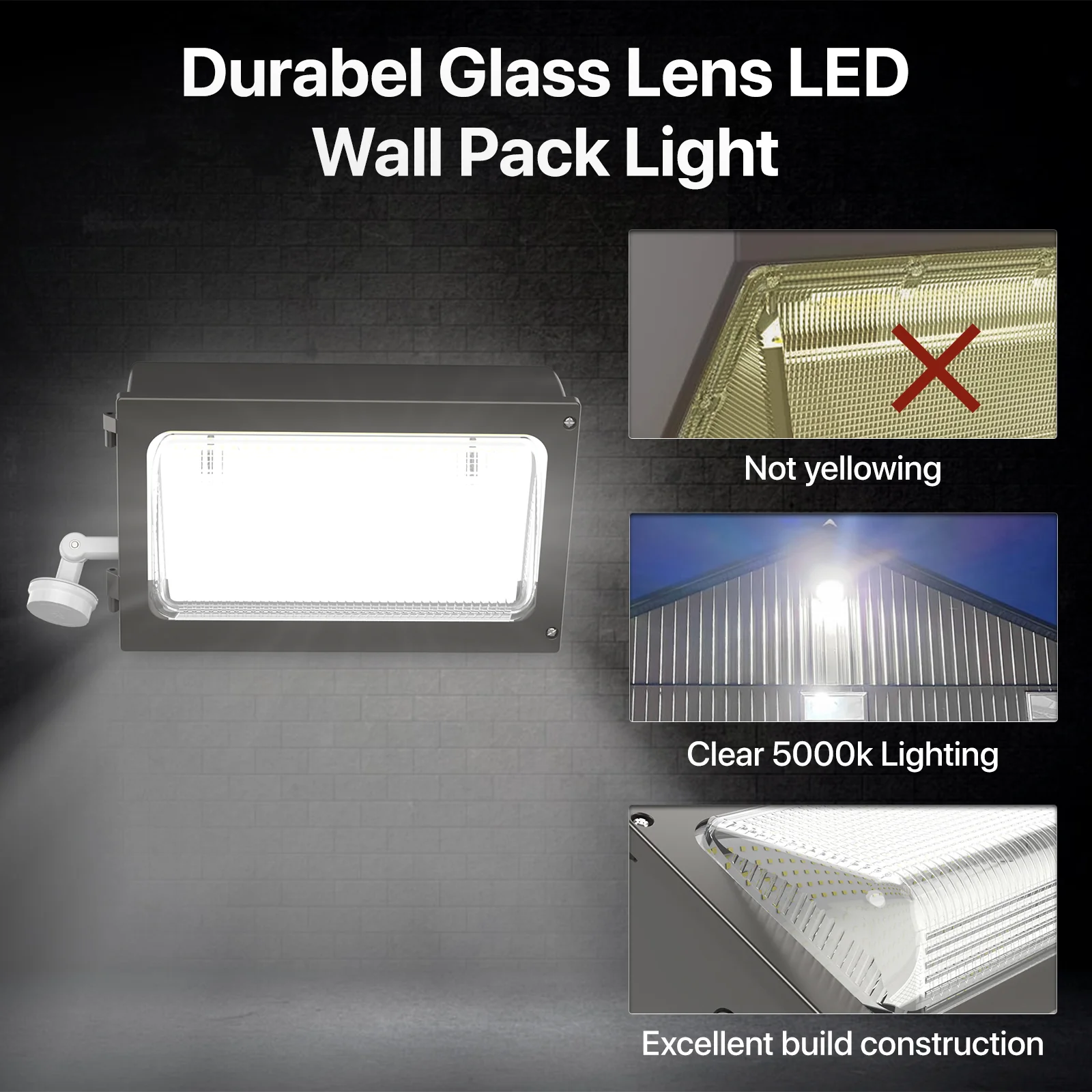 Motion Activated Wall Pack Light - Oval series, 15600 Lumens, 5000K, AC 120-277V, Dusk to Dawn - Image 6