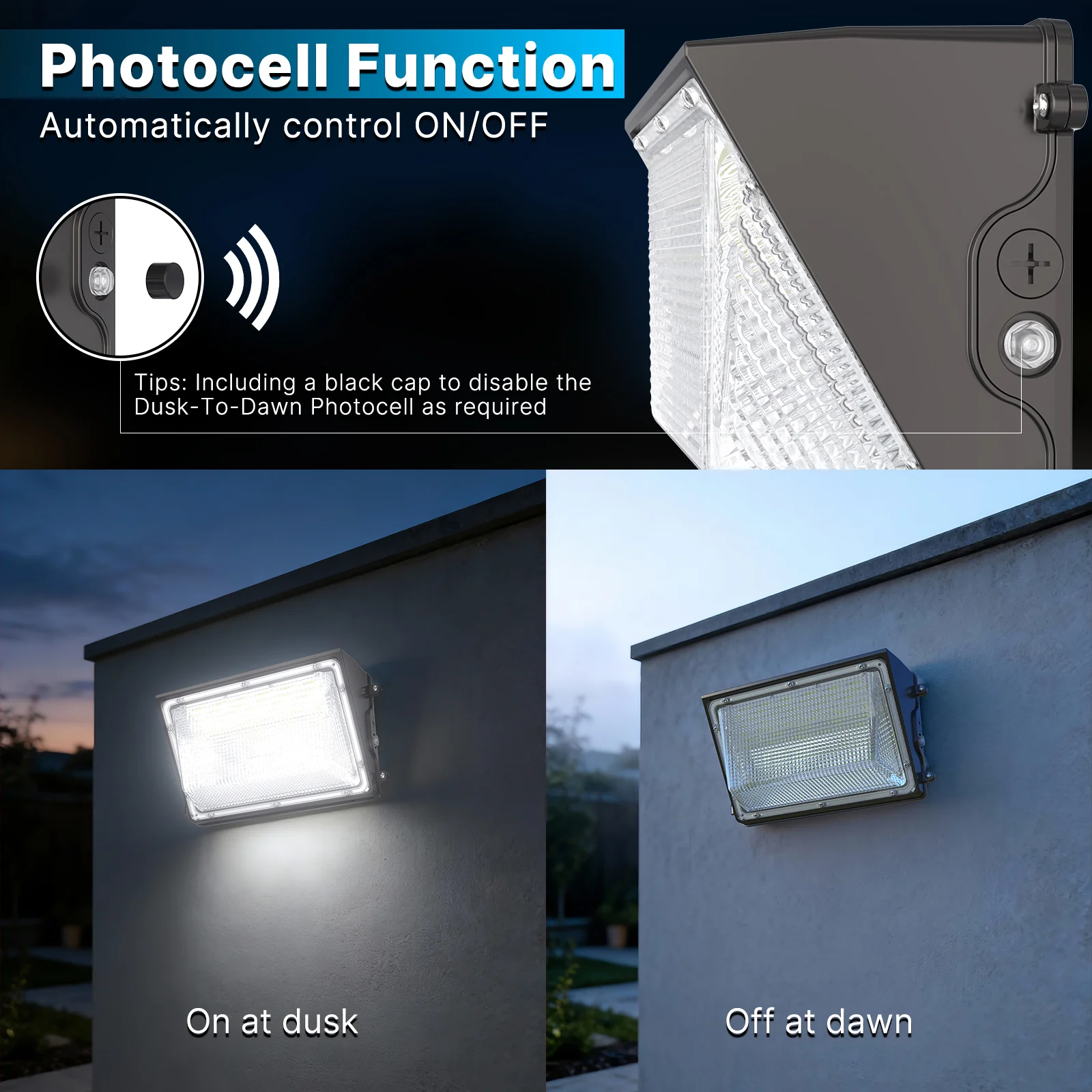 Wall Pack Light with Photocell, 22500lumens, 5000K, AC 120V - Image 3
